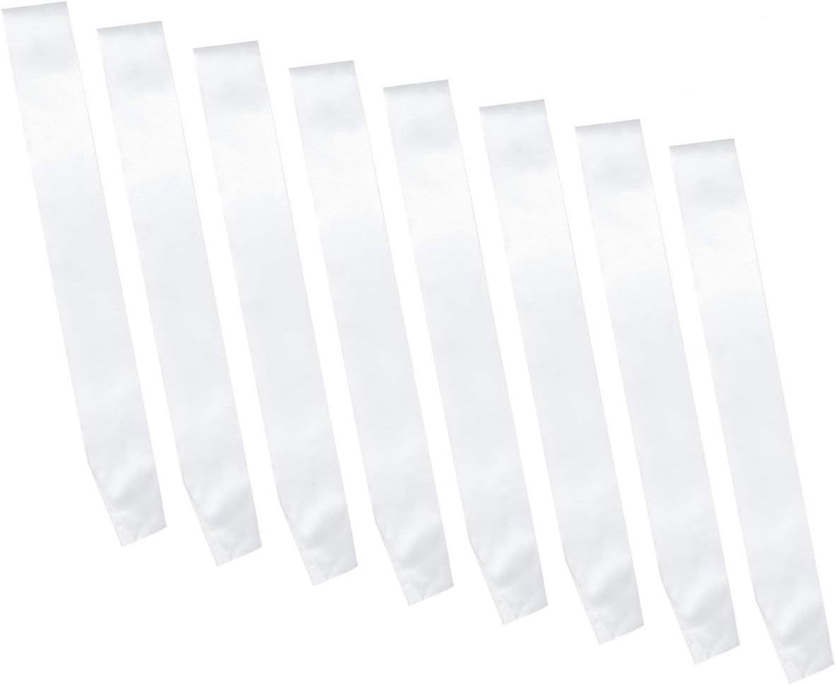 Yolito 8 Pack Blank Satin Sash DIY Plain Sash for Bachelor Wedding Birthday Party,White