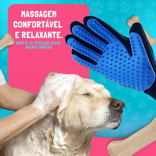 Luva Nano Magnética Escova Tira Pelos Pet Cães Gatos Remoção Eficiente Confortável Massagem Para Tod