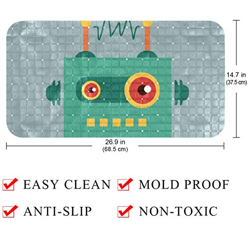 Alfombrilla de ducha antideslizante de rayas con ventosas de baño 68 x 37 cm robot 5