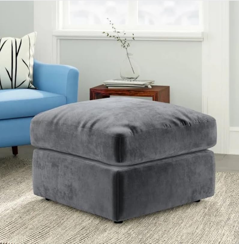Chenille Fabric Corner Sofa All Grey Swivel Chair + Armchair 3 +2 Seater Soft Suite (CUSHION FOOTSTOOL)