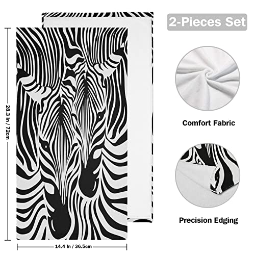 Zebra Hand Towels For Bathroom,Black And White Stripes Zebra Head Leopard Animal Print Small Bath Towels 16"X28" Soft Absorbent Bathroom Hand Towel For Face,Gym,Tea,Guest Kitchen Dish Towel Set Of 2 #TOP1