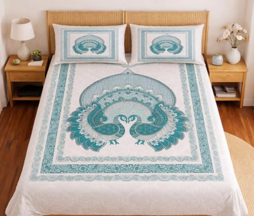 Image of DECORUM Premium 7D Digital Printed Cotton BEDSHEET (90 X 100) Inch with 2 King Size Pillow Covers - HIGH-Definition Design & Superior Comfort (Heavy Quality) BEDSHEET