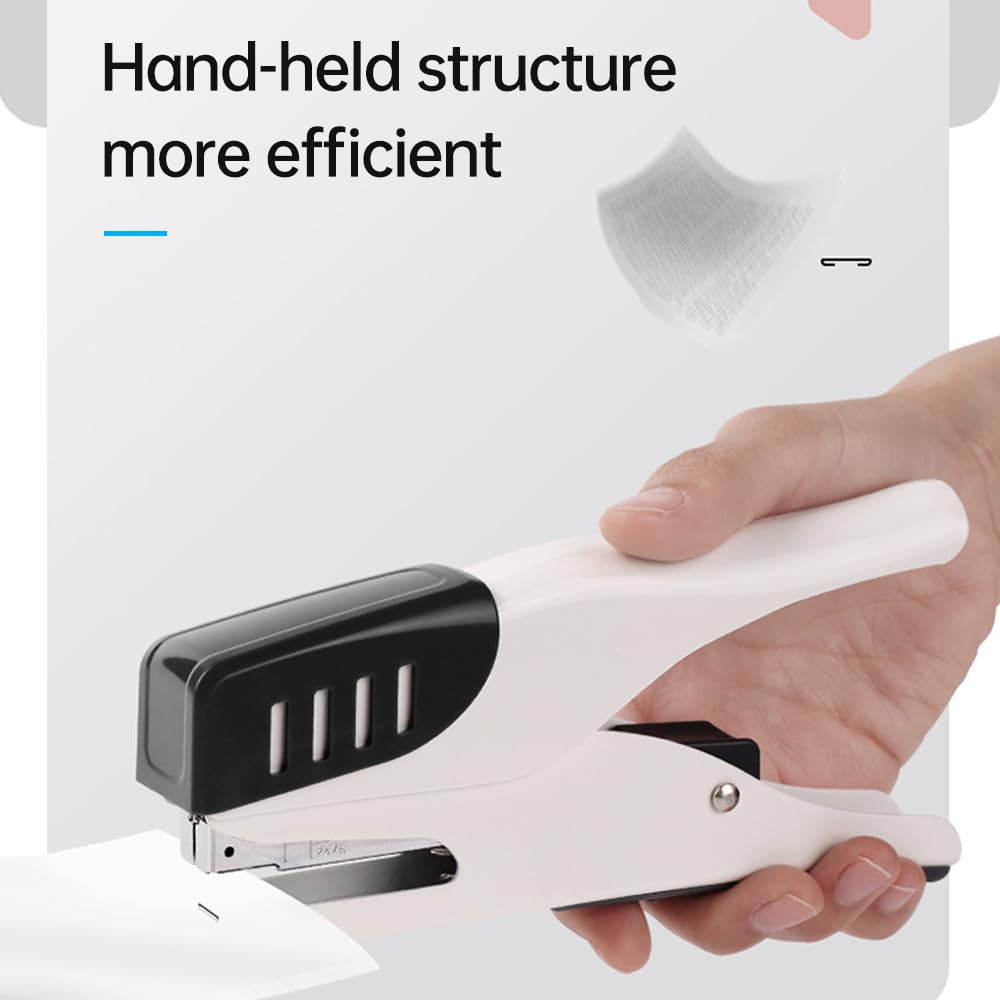 HXBER Handheld Stapler, Handheld Stapler Heavy Duty Office Stapler 25 Sheet Capacity Less Effort Support 24/6 or 26/6 Staple Sizes with Reversible Anvil for Home Office School Supplies