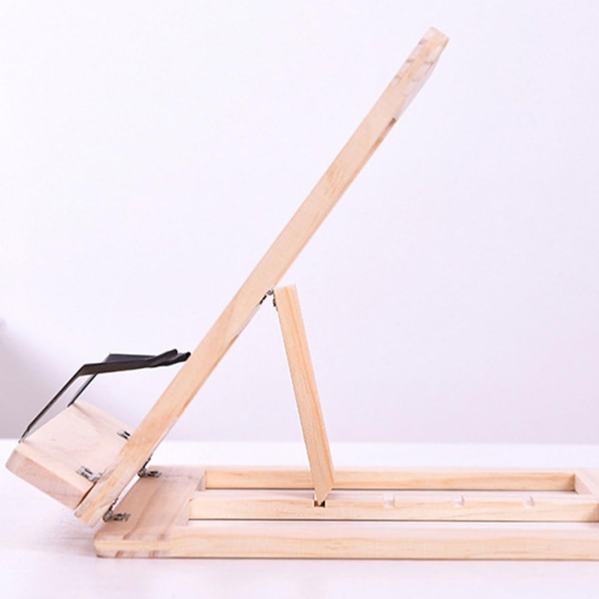 DECHOUS Adjustable Wooden Book Stand for Reading and Cooking, Sturdy Wood and Steel Multi-Function Book Holder with Portable Design, for Students and Kitchen Use