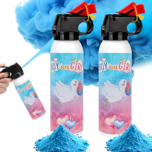 Gender Reveal Fire Extinguisher 2 Pack Baby Boy Gender Reveal Ideas Party Decor Biodegragable Gender Reveal Party Supllies (Medium)