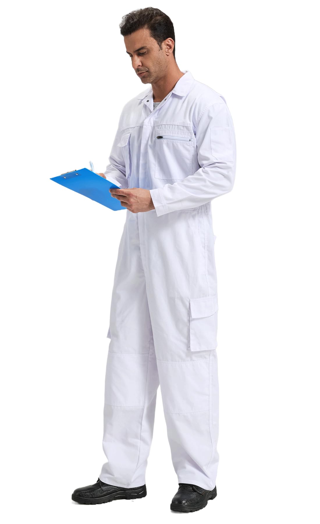Combinaison de Travail pour Homme Salopette Mecanicien Cotte de Travail, Blanc, S
