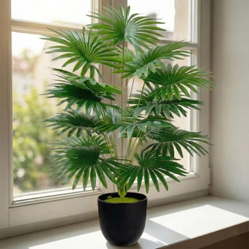 Image of Dekorly Plastic Fake Plants Artificial Floor Plants Large Tropical Palm Tree for Home Decor (Areca)