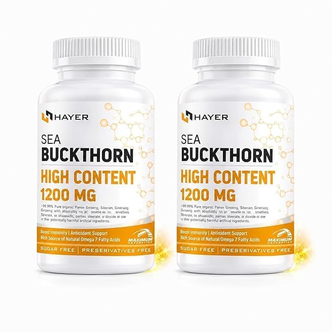 Image of Hayer Sea Buckthorn Seabuckthorn, Help boost Omega 3,6,7,9 Levels 99% High Strength Sea Buckthorn Supplement 120 Tablets