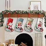 Paquete de 4 medias de Navidad de 31 cm, bolsas de regalo de Navidad para niños, calcetines colgantes de Navidad para decoración del hogar, fiestas, chimeneas, puertas y escaleras (colorido, 4