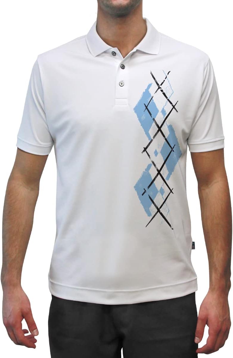 Dry Fit Short Sleeve Graphic Golf Polo Shirt for Men, Great for Sports and All Outdoor Activities - Argyle Paradise (AA-ZZ)