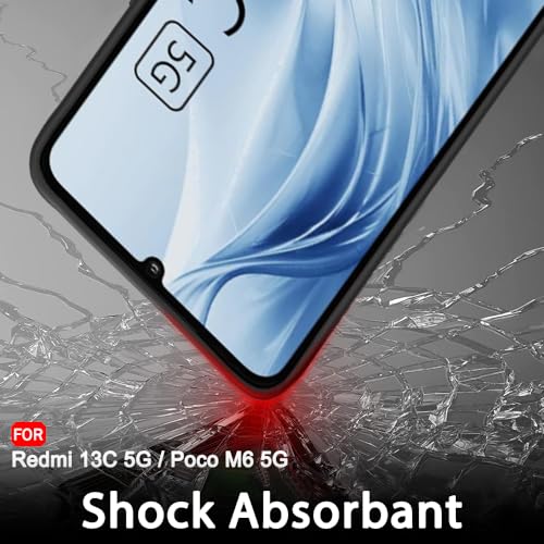 Image of TheGiftKart Sleek Back Cover Case for Mi Redmi 13C 5G / Poco M6 5G | Slim Fit Protective Design | Ultra Matte Finish | Camera Protection Bump | Soft Silicon Back Cover Case (Silicone, Black)
