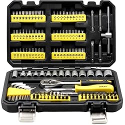 Maletin Llaves Vaso URTY | Estuche Maletín Juego Llaves Carraca 130 Piezas | Llaves Allen, Puntas Destornillador y Llaves de Vaso | Maletín Llaves Kit Carraca