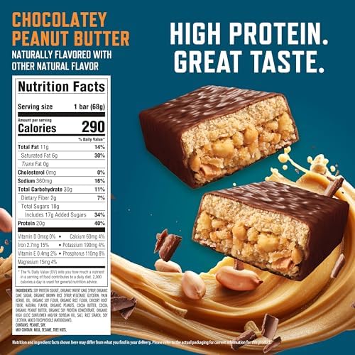 CLIF BUILDERS Protein Bars, Chocolatey Peanut Butter, 20g Protein, Gluten Free, Non-GMO, 12 ct - 1