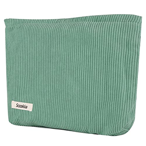 Petite Pochette Maquillage Trousse de Maquillage Tissu Sac à Cosmétiques à Glissière Sacs à Main Portables pour Femmes Trousse de Toilette Voyage pour Port Quotidien,Stockage du Maquillage-Vert