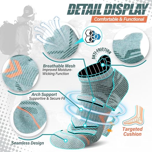 ANTSANG 6 Pairs Merino Wool Ankle Hiking Running Socks Compression Thick Cushion Breathable No Show Socks for Men Women4
