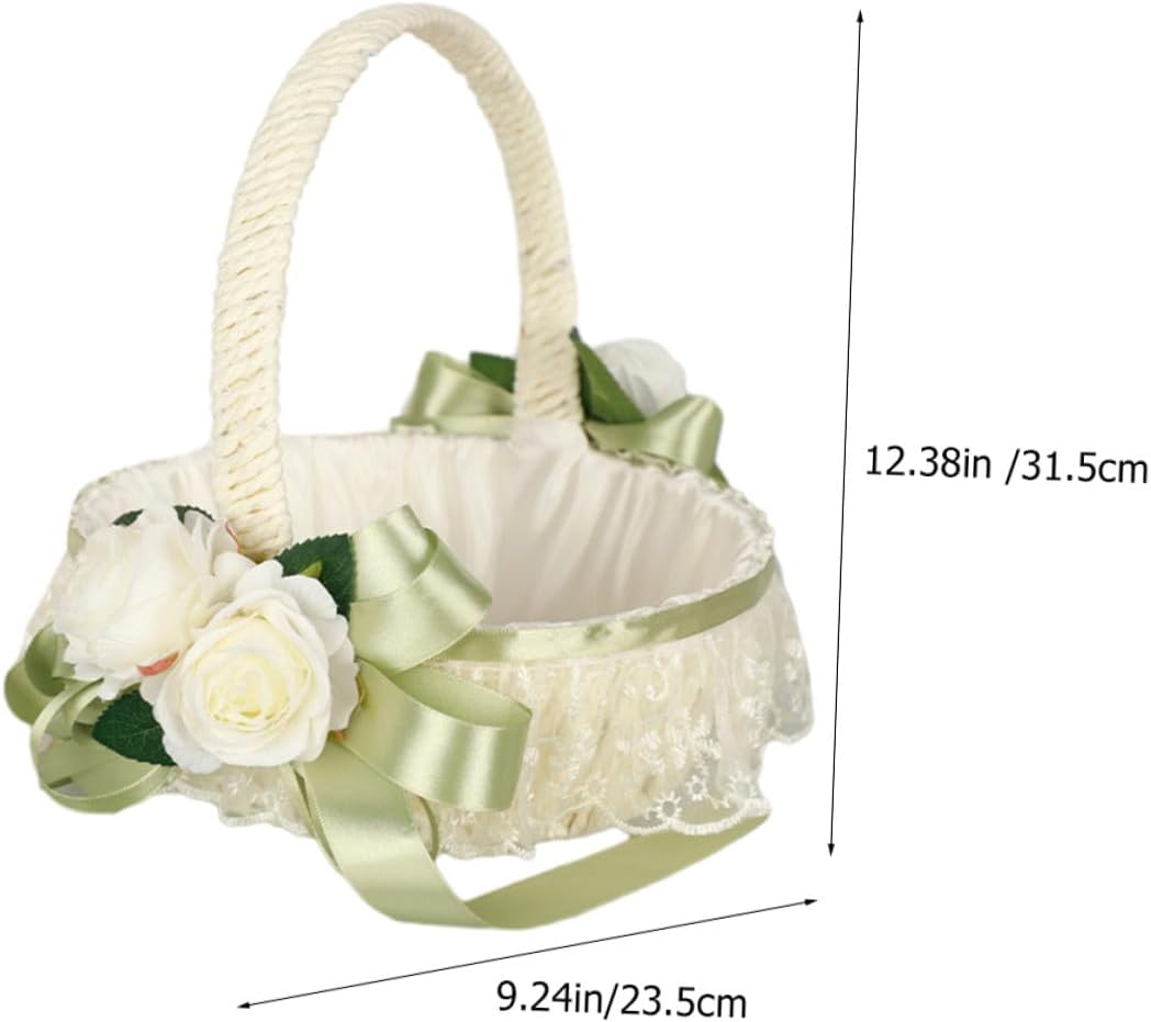 Wedding Flower Girl Basket Handheld Small Elegant Flower Petal Basket for Wedding Ceremony and Party Supplies