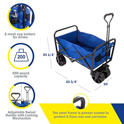 Wakeman Outdoors 75-CMP1097 Vagão dobrável – Carrinho utilitário dobrável para todos os terrenos com