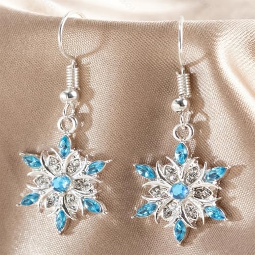 Snowflake Earrings and Necklace Set for Women Elegant Delicate Pave Crystal Cubic Zirconia Winter Frozen Flower Stud Earrings for Birthday Valentine Mother's Day Christmas Jewelry Gifts3