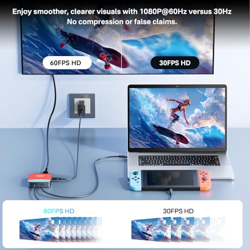 Image of ACASIS Capture Card & Docking Station 2-in-1 for Nintendo Switch - 1080P 60FPS Video Capture for Nintendo /Streaming /Meeting, 2 USB-A 3.0, 1 USB-C 3.0 for Data Transfer