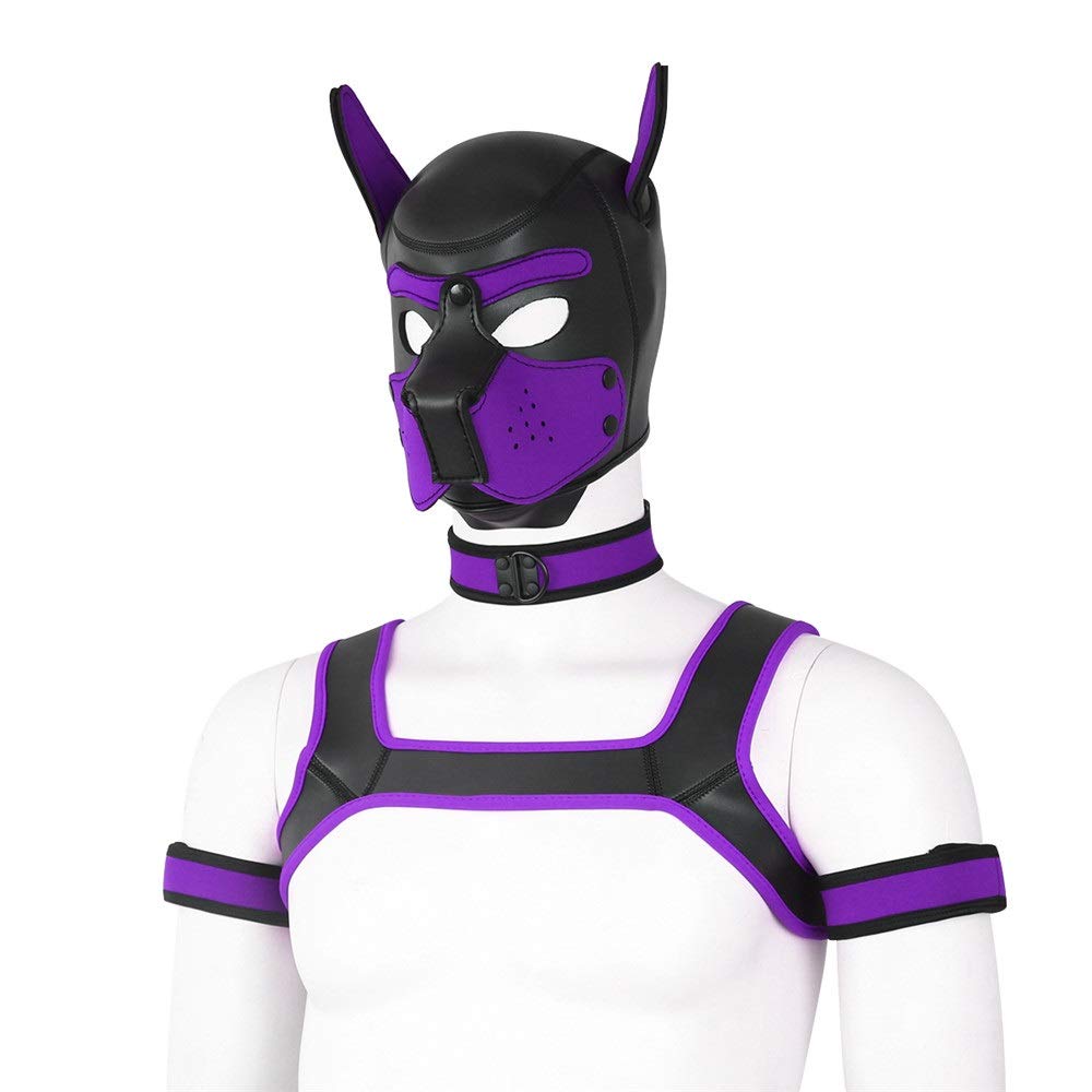 Cachorro Jugar Perro Bondage Capucha Máscara Cuello Brazalete Cosplay Fantasía Arnés Bondage Conjunto Sexy Juegos for Adultos Esclavo Cachorro Juego de Roles Parejas