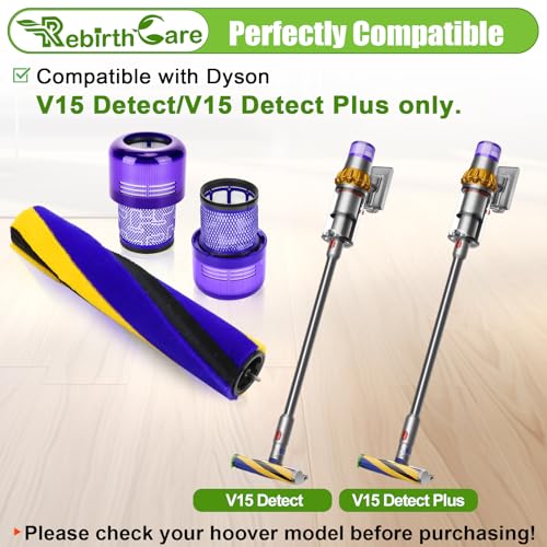 Image of Brush Roller and Filter for Dyson V15 Detect /V15 Detect Plus Vacuum Cleaner, V15 Replacements Parts #970013-02 & 971634-01