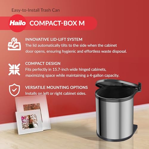 Caneca de basura empotrada Hailo Compact-Box M acero inoxidable miniatura 2