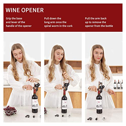 Wine Bottle Opener Rabbit Corkscrew Set-[2020 Upgraded] Demenades Wine Opener Kit With Foil Cutter,Wine Stopper And Extra Spiral,Professional Grade-Copper - Thumbnail 3