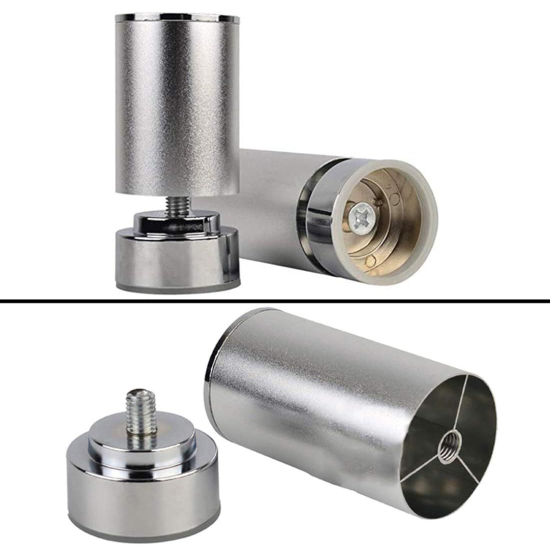 Pies de Mesa Plata, 4 Piezas Redondos Pies para Muebles Ajustable Aleación de Aluminio | Acabado Anodizada Altura 6-40cm Patas para Muebles Bano Patas de Mesa 40cm/15.7"