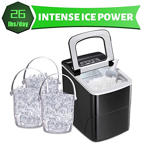 AGLUCKY Counter top Ice Maker Machine,Compact Automatic Ice Maker,9 Cubes Ready in 6-8 Minutes,26lbs/24hrs,Portable Ice Cube Maker with Ice Scoop and Baskets - Thumbnail 5