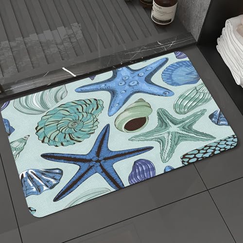 KDWJS Tappeto da bagno antiscivolo, in morbida microfibra a pelo lungo,Antiscivolo,Lavabile in lavatrice,Assorbenti,Sott'acqua con motivo senza soluzione di continuità di stelle marine, con,40x60 cm KDWJS Tappeto da bagno antiscivolo, in morbida microfibra a pelo lungo,Antiscivolo,Lavabile in lavatrice,Assorbenti,Sott'acqua con motivo senza soluzione di continuità di stelle marine, con,40x60 cm