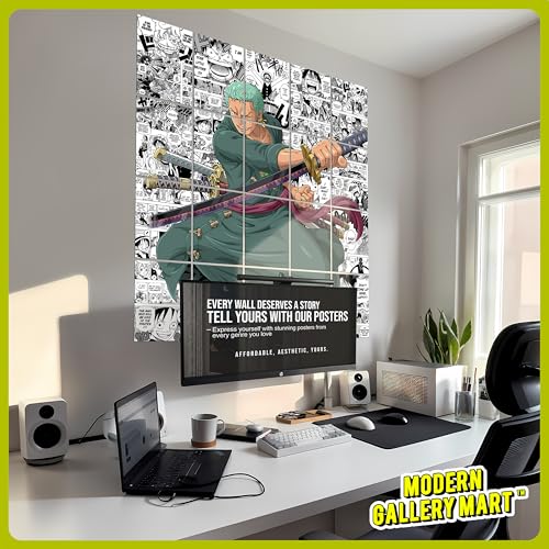 Image of MODERN GALLERY MART Pack of 20 One Piece Roronoa Zoro Manga Poster | A4 Size Anime Wall Art (8.3 x 11.7 inch) | Manga Posters with Glue Dots | Anime Poster for Bedroom, Living Room, Office