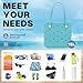 Beach Totebag X-Large Waterproof Sandproof Rubber Beach Tote Bag with Zipper Pocket for Travel,Sport,Pool,Supermarket and Sea (Grey)