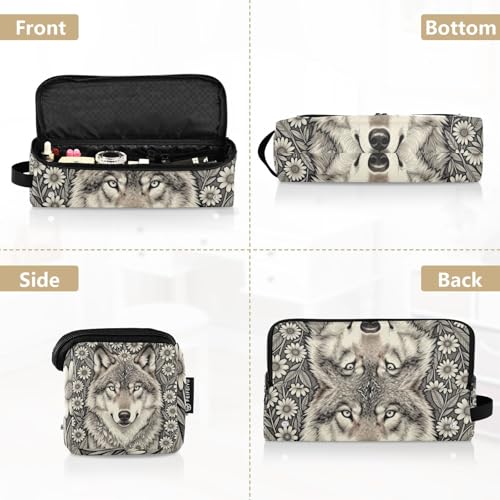Organizador 2 en 1 para herramientas de cabello con almohadilla resistente al calor, bolsa organizadora para planchas, rulos y secadores Therian Alpha Wolf Flores para mujeres miniatura 5
