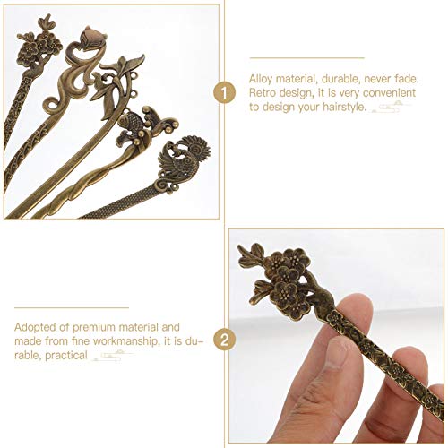 Lurrose Penteados de Cabelo Vintage Garfos de Cabelo Retrô Hastes de Cabelo Chinesas Grampo de Cabel