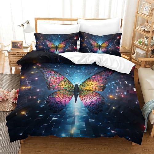 Housse de couette papillon 3D 220x240 parure de lit microfibre fermeture éclair - 2