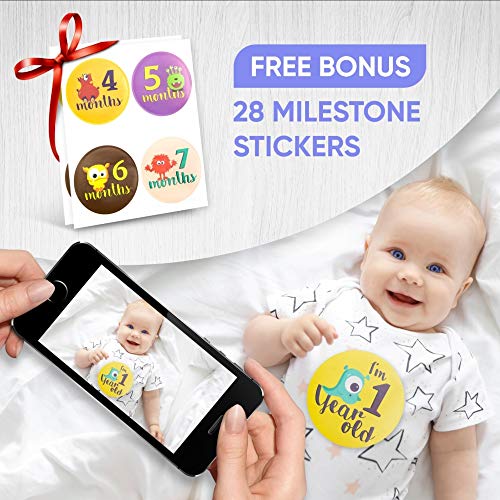First 5 Years Baby Memory Book + 28 Monthly & Milestone Stickers. Record Your Girl Or Boy Photos & Milestones. Keepsake Journal | Scrapbook | Photo Album. Modern Gift For Expecting Parents #TOP3