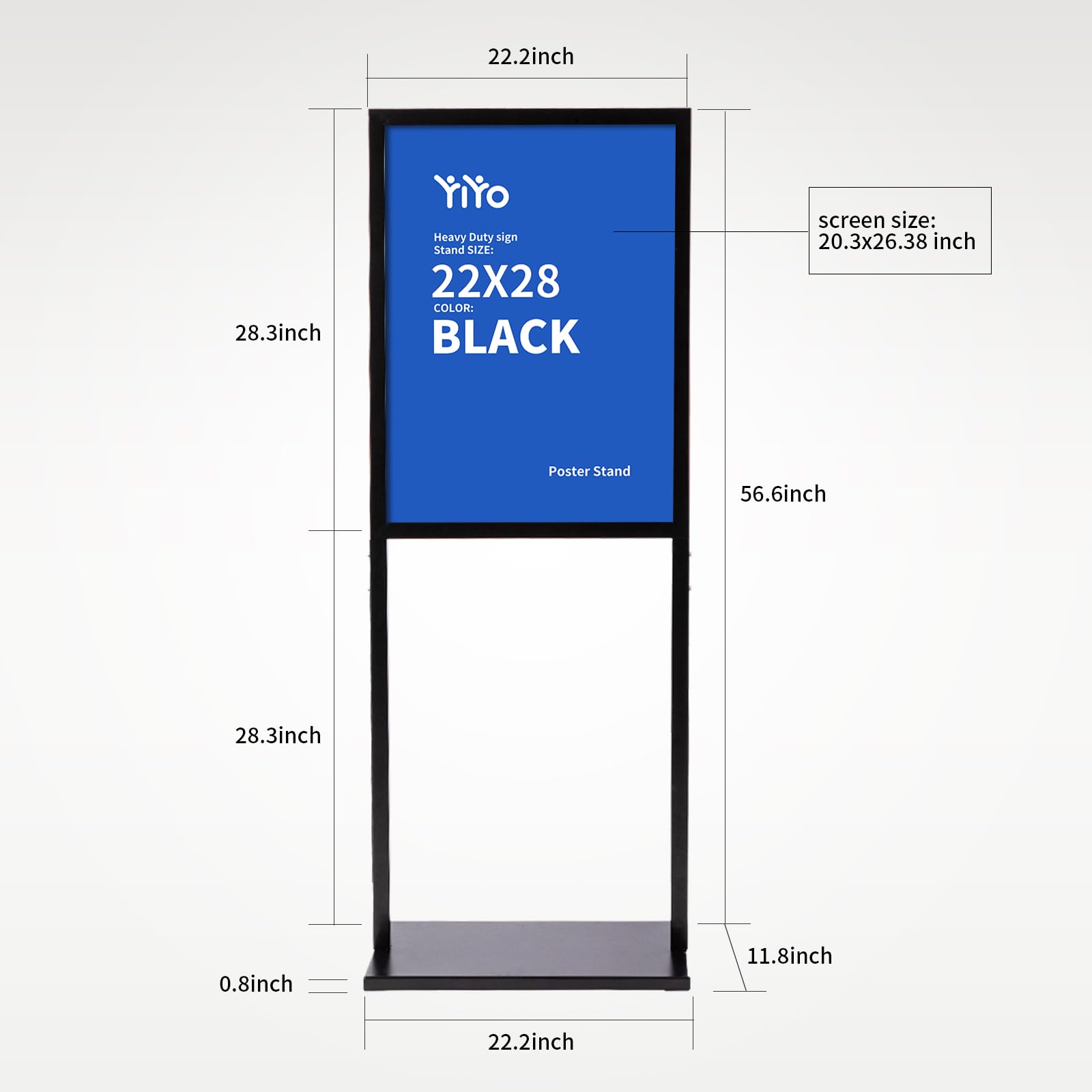YIYO Exhibidor Porta Carteles, Soporte de suelo para carteles, soporte de póster de pedestal resistente para exhibición, 18 x 24 pulgadas, soporte de letrero de póster de doble cara deslizante de pie