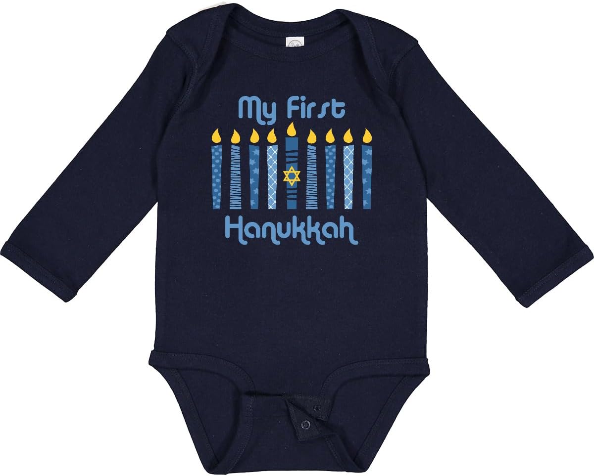 inktastic 1st Hanukkah Candles Long Sleeve Creeper