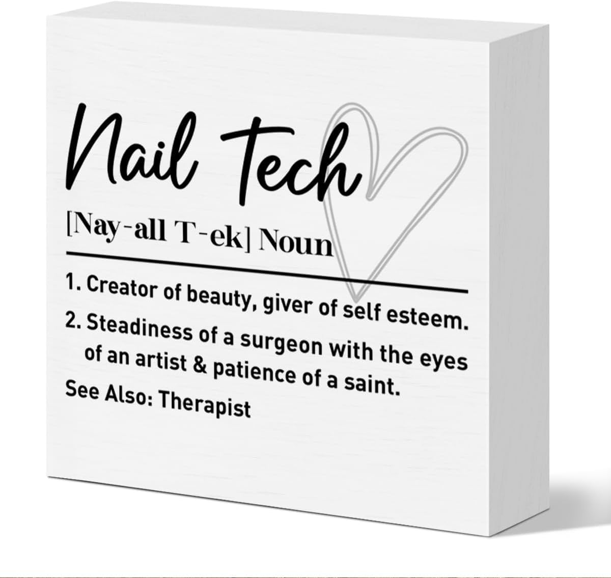Nail Tech Definition Box Sign 7x7 Inch Wooden Desk Decor