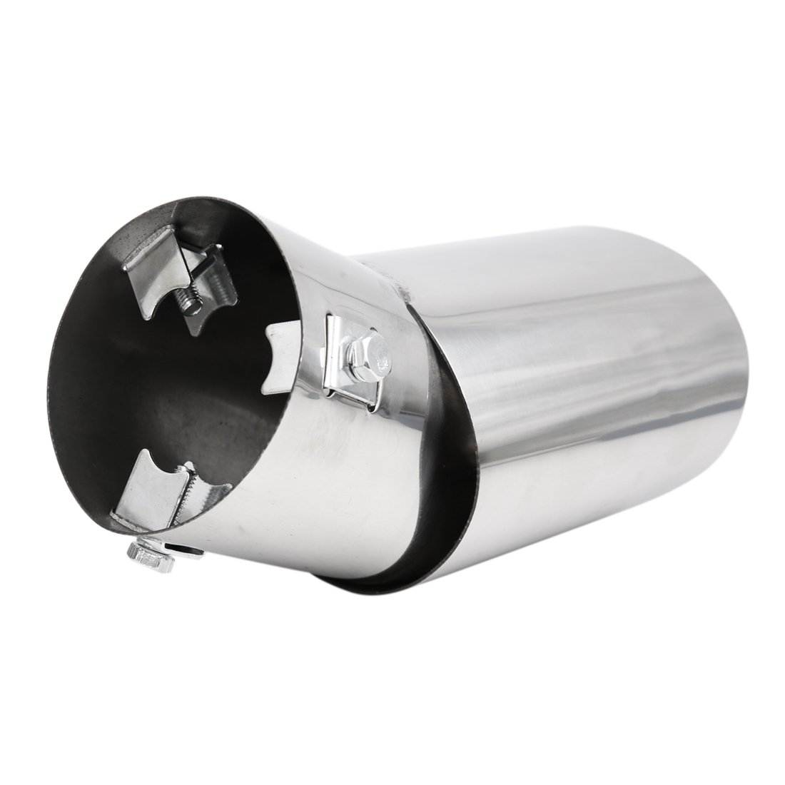 Stylisme Auto Embout Échappement Double 76mm Acier Inox - Sortie Y Inclinée, Universel Voiture Style Tuning Universel