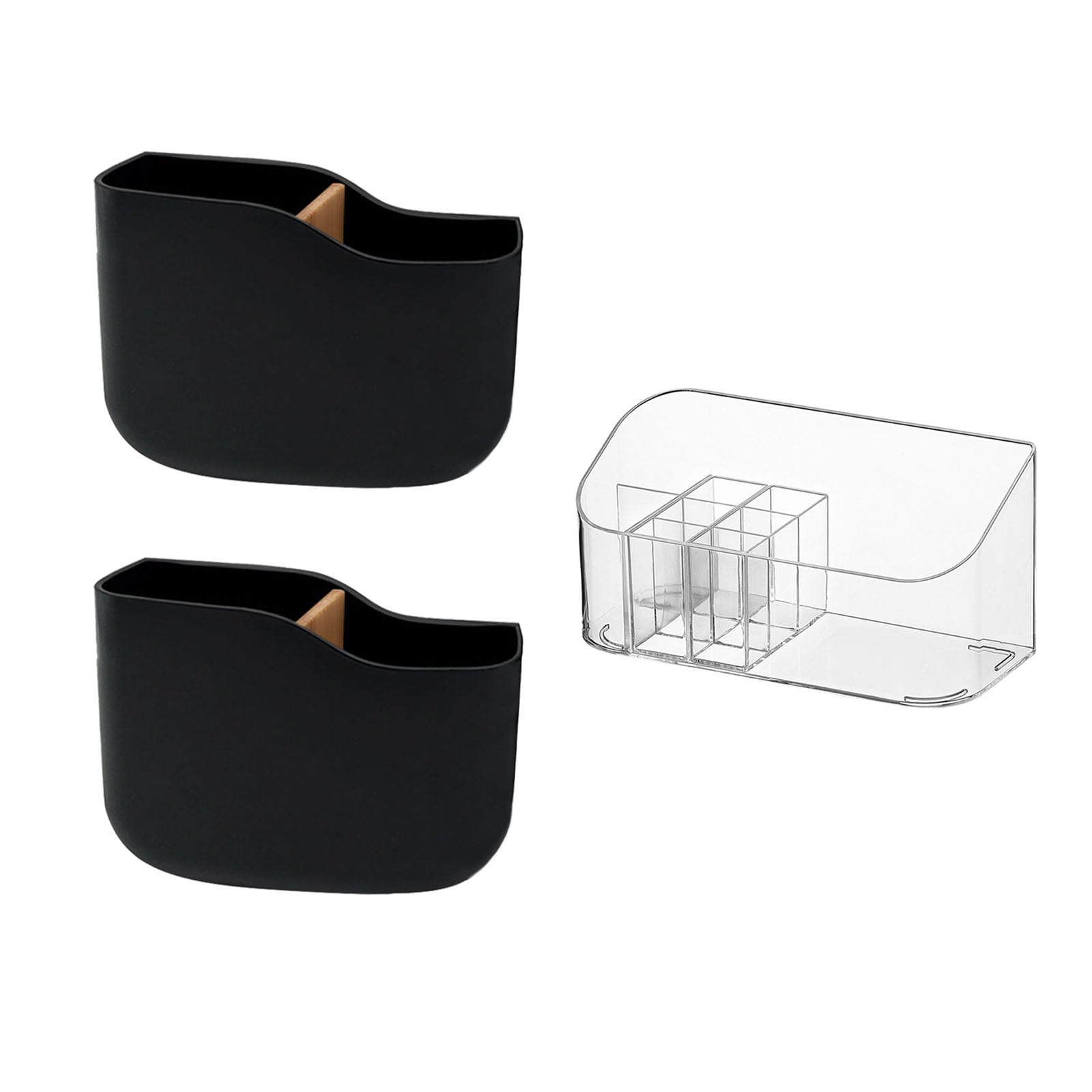 LINFIDITE2 Pack Adhesive Remote Control Holder and Makeup Organizer Tray Bathroom Cabinet Cosmetic Storage Tray