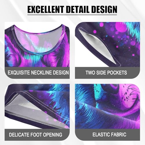 ALAZA Color Wolf Blue Pajamas Set Short Sleeve Cotton Sleepwear Summer Pjs 2 Piece 5-14Y4