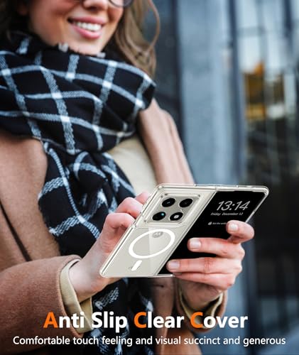 Image of FNTCASE for Motorola Razr Fold Case: Magnetic Clear Cases Compatible with Magsafe Military Grade Drop Anti Yellowing Cell Phone Cover - Shockproof Protection Bumper Transparent Phonecase