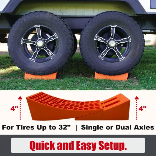 SECURITYMAN RV Leveling Ramps 2 Pack Kit | Premium Anti Slip Camper Leveler | Trailer Wheel Chocks for Dual Axle Trailers - Faster RV Leveling System Than RV Leveling Blocks | Must Have RV Accessory