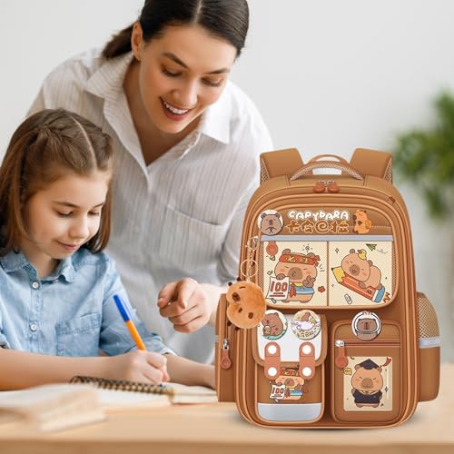 Large Capacity Cute Capybara Backpack, Funny Going Out Cartoon Laptop Travel Casual Bag, Ergonomic Design For Back (Khaki.)4