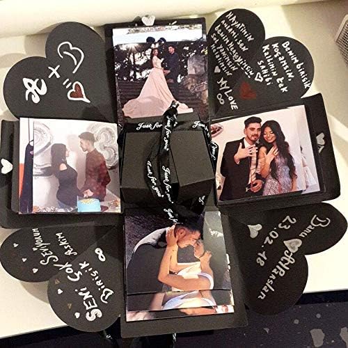 Explosion Gift Box 4 Face Surprise Box DIY Photo Album Scrapbook Love Memory Gift Box Handmade Wedding Proposal Engagement Birthday Anniversary Valentine's Day Gifts
