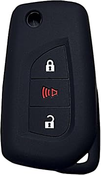 Key Fob Cover Hybrid Corolla 3 Buttons Silicone Remote Case Protector Fit for Toyota RAV4 CHR IM Hybrid Hilux Avensis Scion iQ tC iM xB Corolla 2013 to 2024 HYQ12BFA 8907012C20 Black2