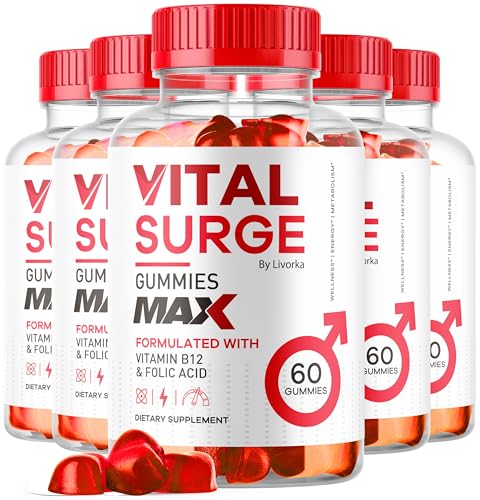 (5 Pack) Vital Surge MAX VitalSurge Gummies MAX for Men Support 1050 MG Advanced Max Strength Formula Male Performance Vital SurgeMAX Mens