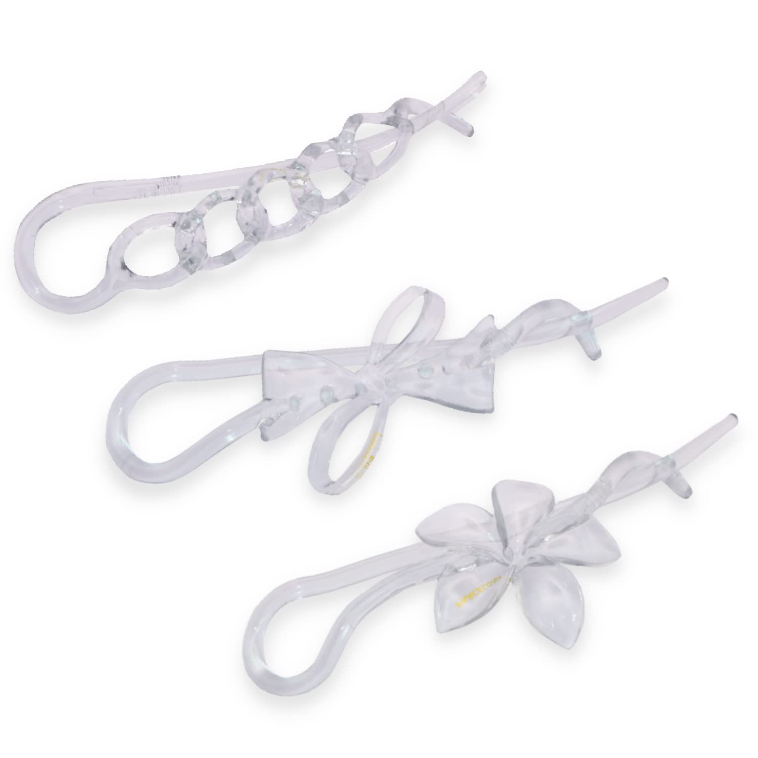 Parcelona French Twist n Clip Flower, Bow and Chain 4" Celluloid Metal Free Hair Barrette Clips Non Slip Women Hair Accessories Hair Clip for Girls,