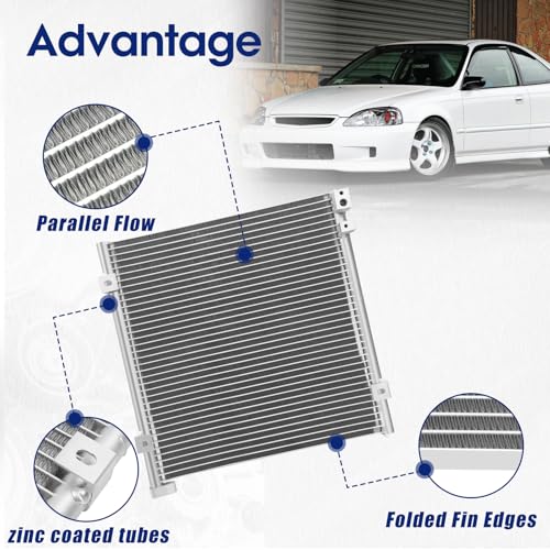 Image of Air Conditioning A /C Condenser Compatible with Honda Civic /Acura EL # 4730, 7014730, HO3030108, 80110S01A01, 80110S01A11, 80110S04003, 80110S04K81, 80110SO1A11, 80110SO4003